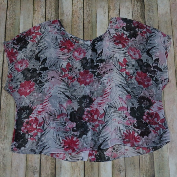 torrid Tops - Torrid Dolman Sleeve Blouse Floral Sheer Work